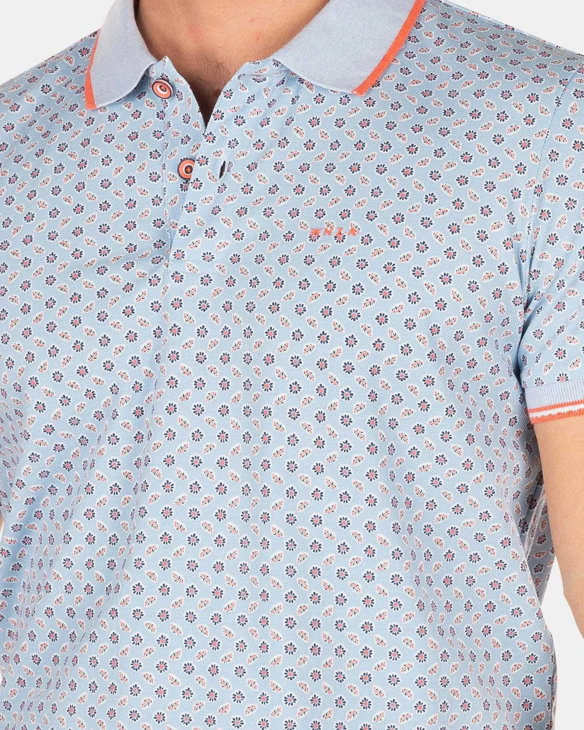 NZA New Zealand Auckland Polo-Shirts|Lichtblauwe Polo Met Stippen-Rhythm Blue