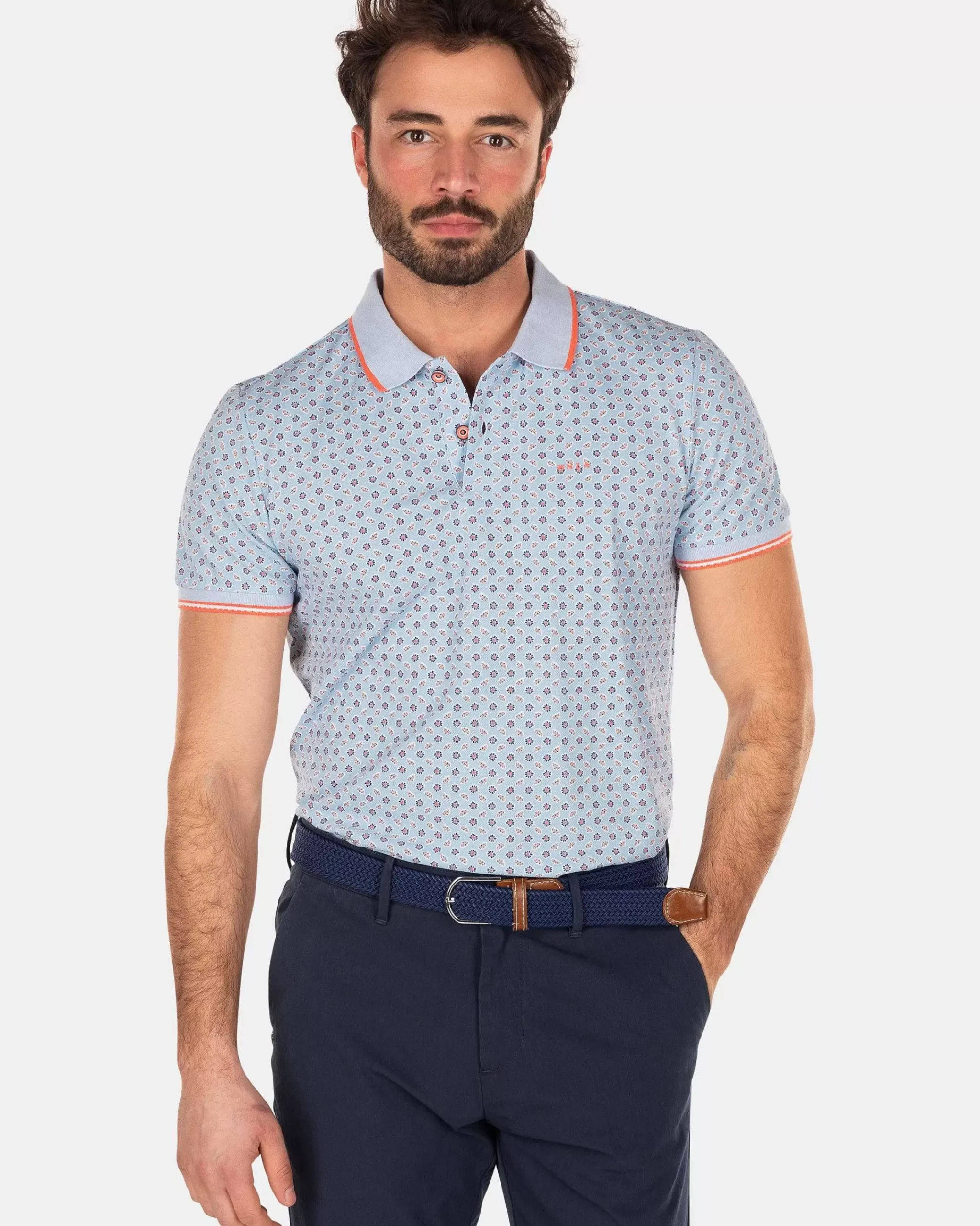 NZA New Zealand Auckland Polo-Shirts|Lichtblauwe Polo Met Stippen-Rhythm Blue