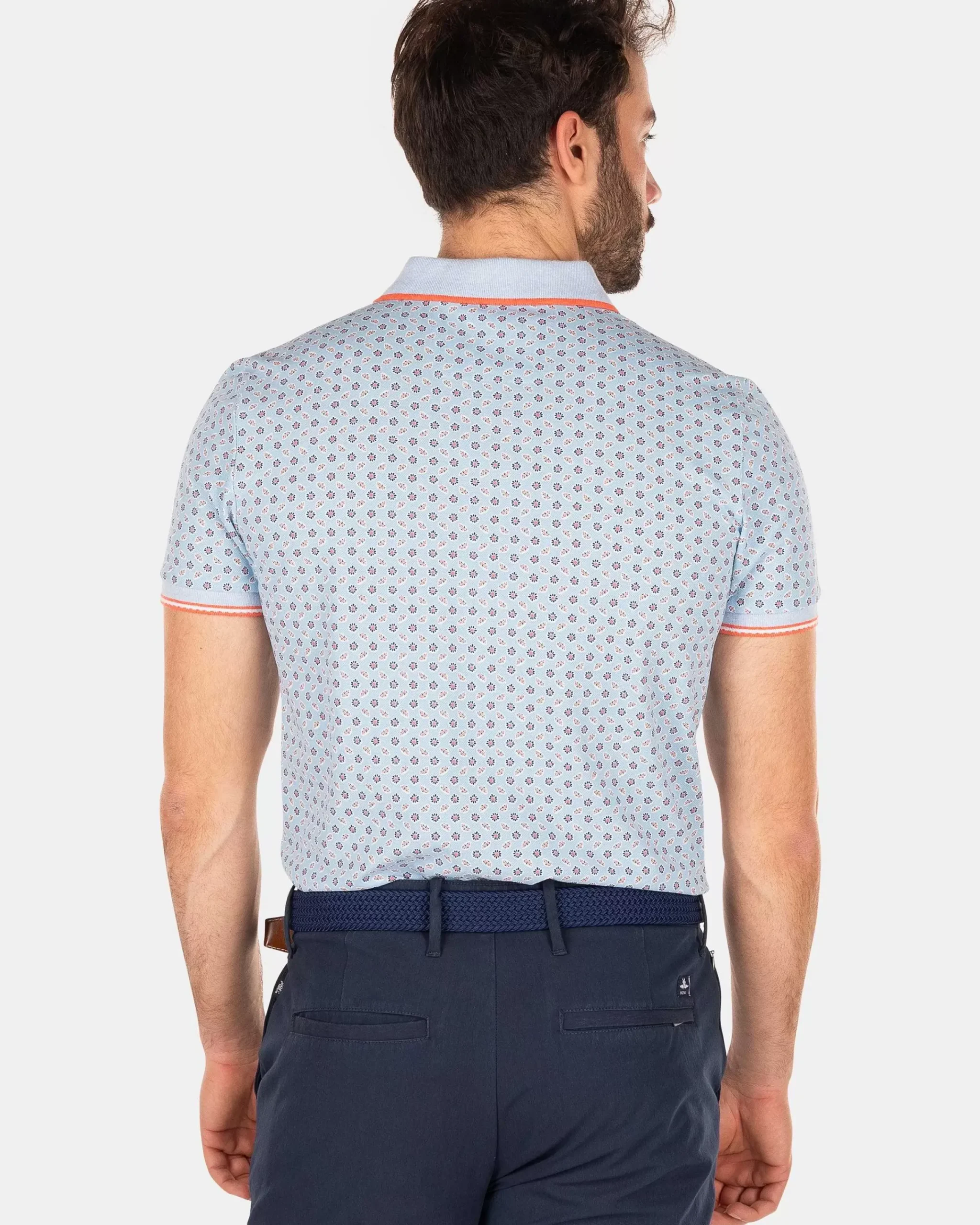 NZA New Zealand Auckland Polo-Shirts|Lichtblauwe Polo Met Stippen-Rhythm Blue