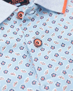 NZA New Zealand Auckland Polo-Shirts|Lichtblauwe Polo Met Stippen-Rhythm Blue
