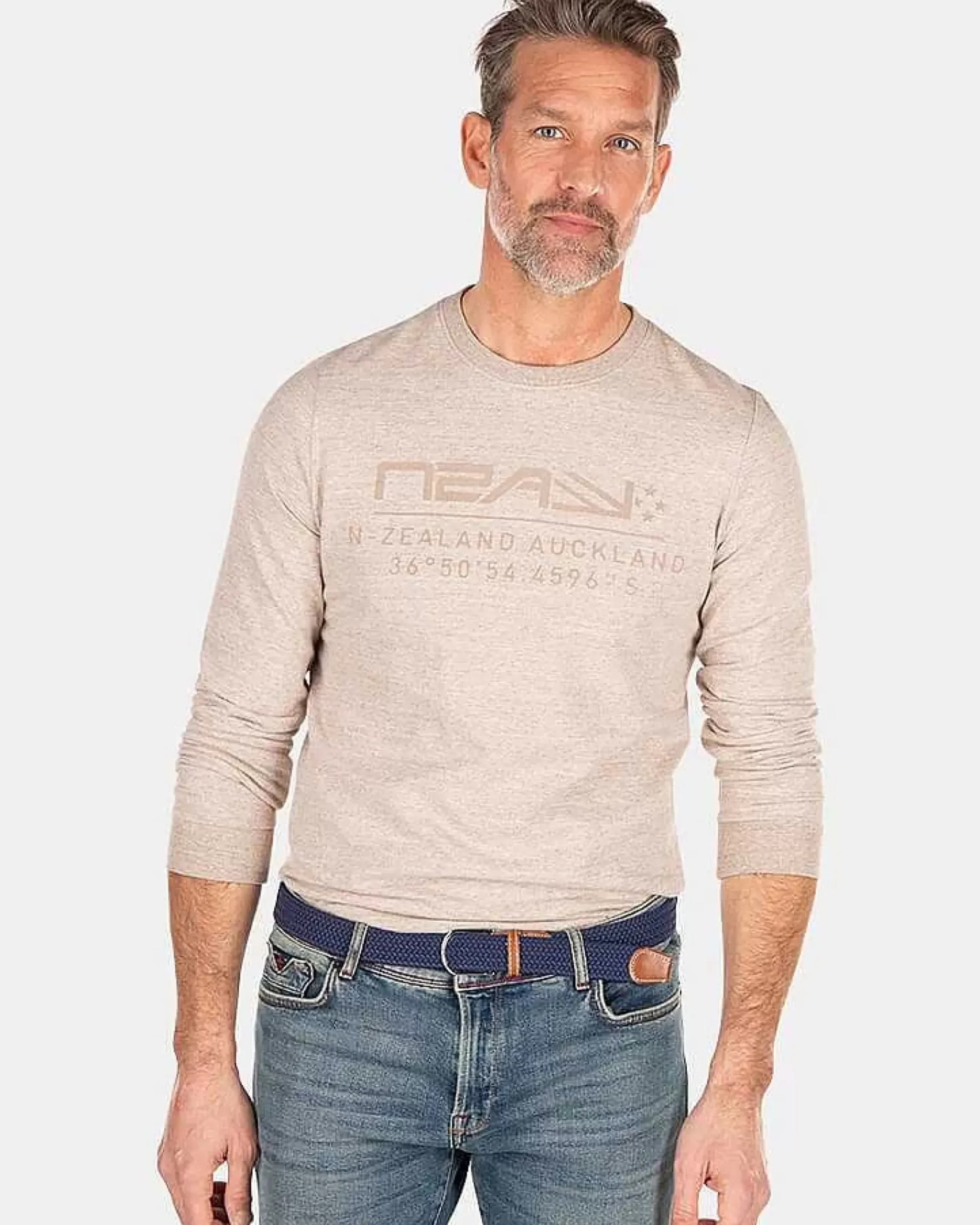 NZA New Zealand Auckland T-Shirts|Longsleeve Met Ronde Hals-Shimmering Sand