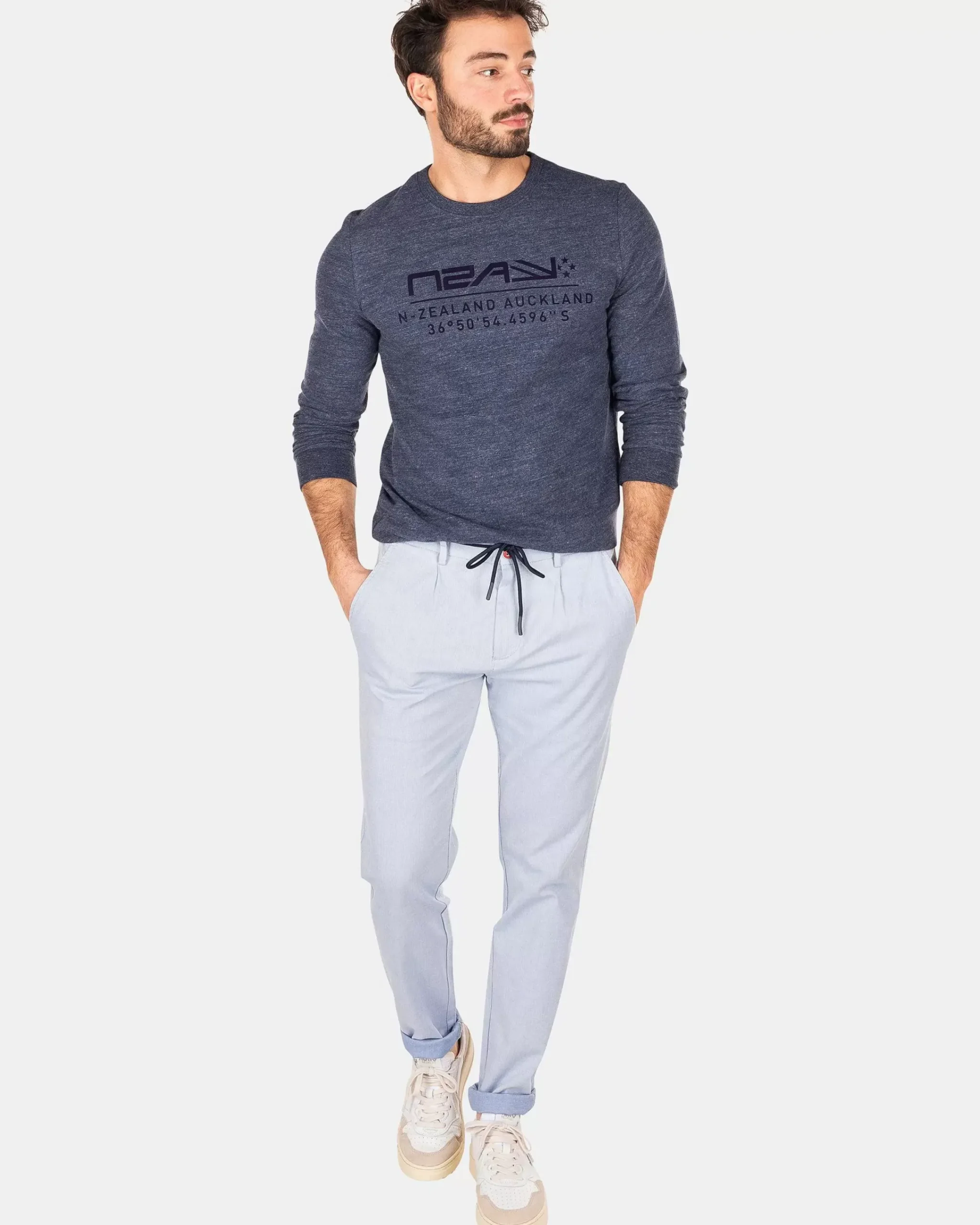 NZA New Zealand Auckland T-Shirts|Longsleeve Met Ronde Hals-Traditional Navy