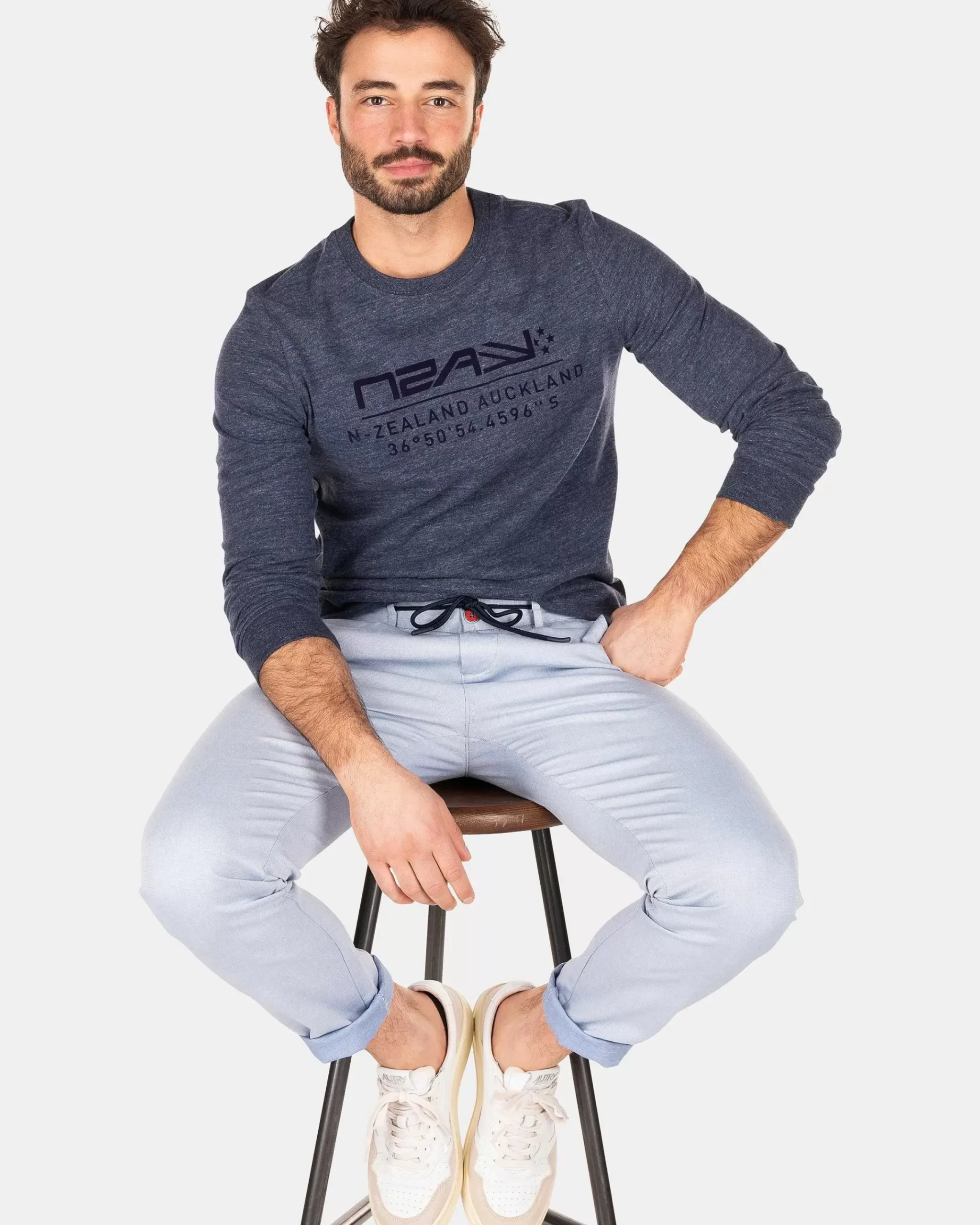 NZA New Zealand Auckland T-Shirts|Longsleeve Met Ronde Hals-Traditional Navy