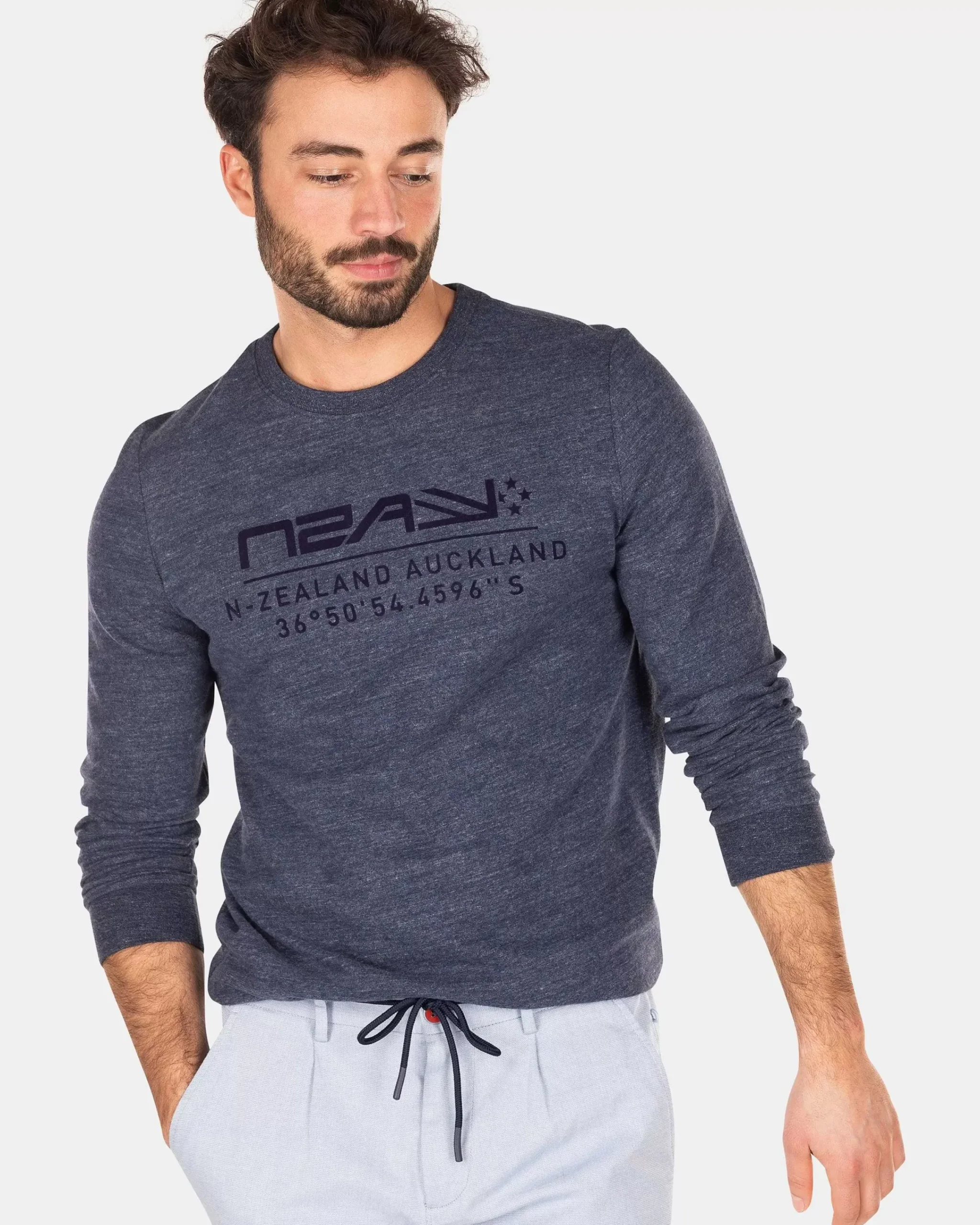 NZA New Zealand Auckland T-Shirts|Longsleeve Met Ronde Hals-Traditional Navy