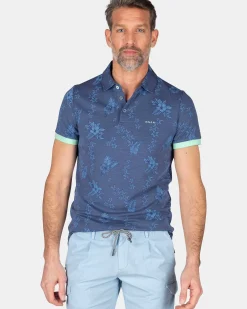 NZA New Zealand Auckland Polo-Shirts|Navy Polo Met Bloemen-Dusk Navy