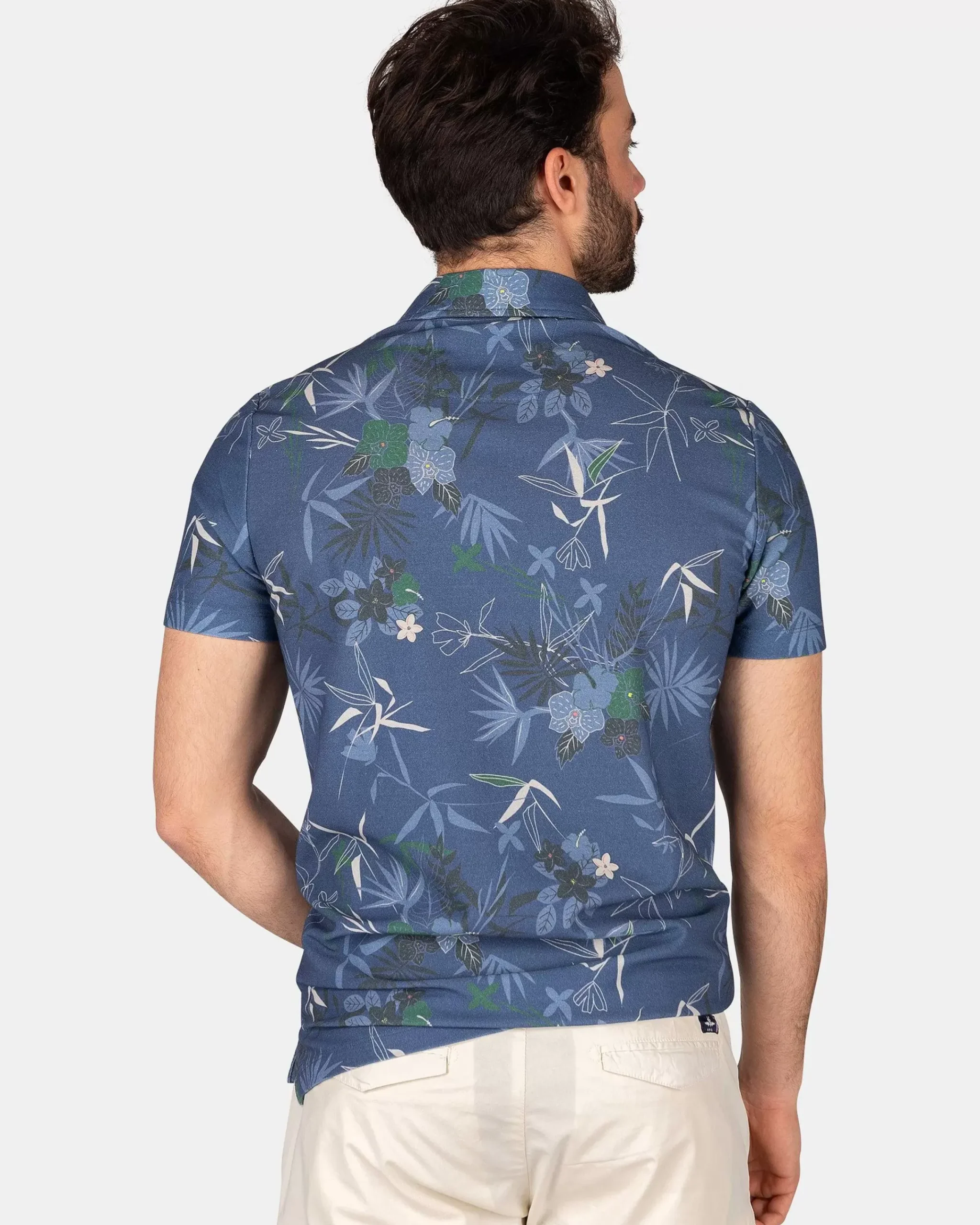 NZA New Zealand Auckland Polo-Shirts|Navy Polo Met Bloemenprint-Dusk Navy