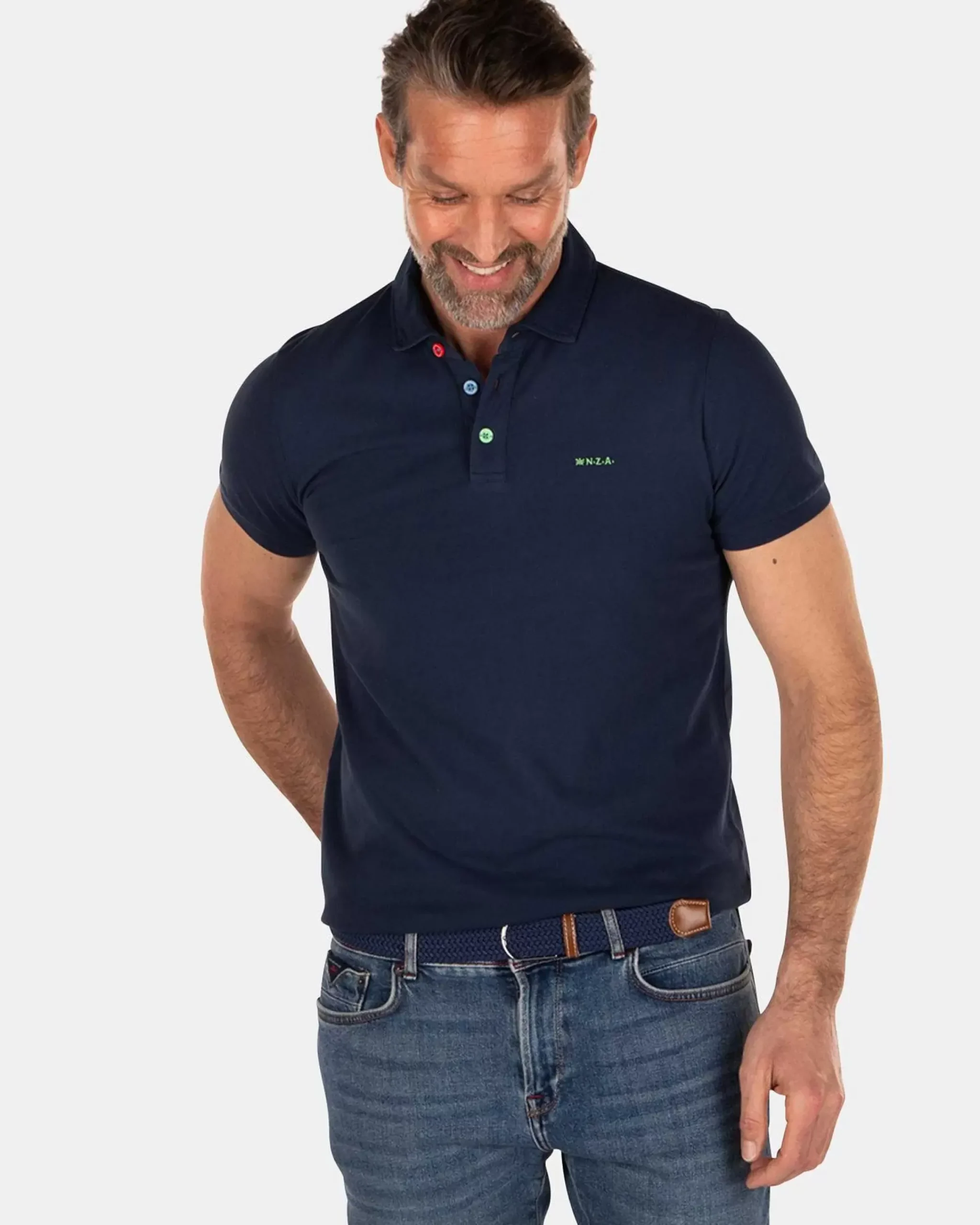 NZA New Zealand Auckland Polo-Shirts|Nza Heritage Cotton Polo Shirt-Key Navy