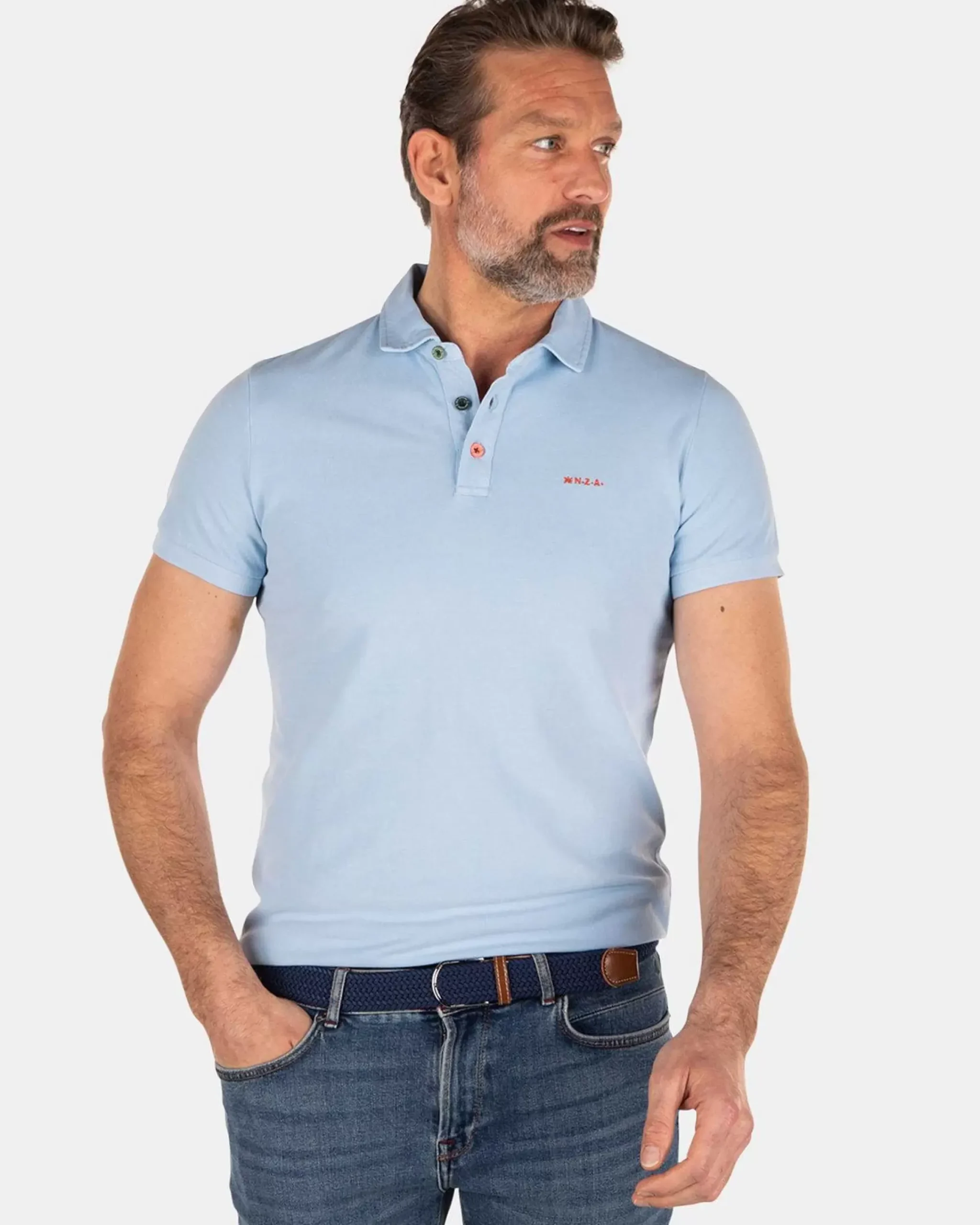 NZA New Zealand Auckland Polo-Shirts|Nza Heritage Polo Shirt-Bright Sky