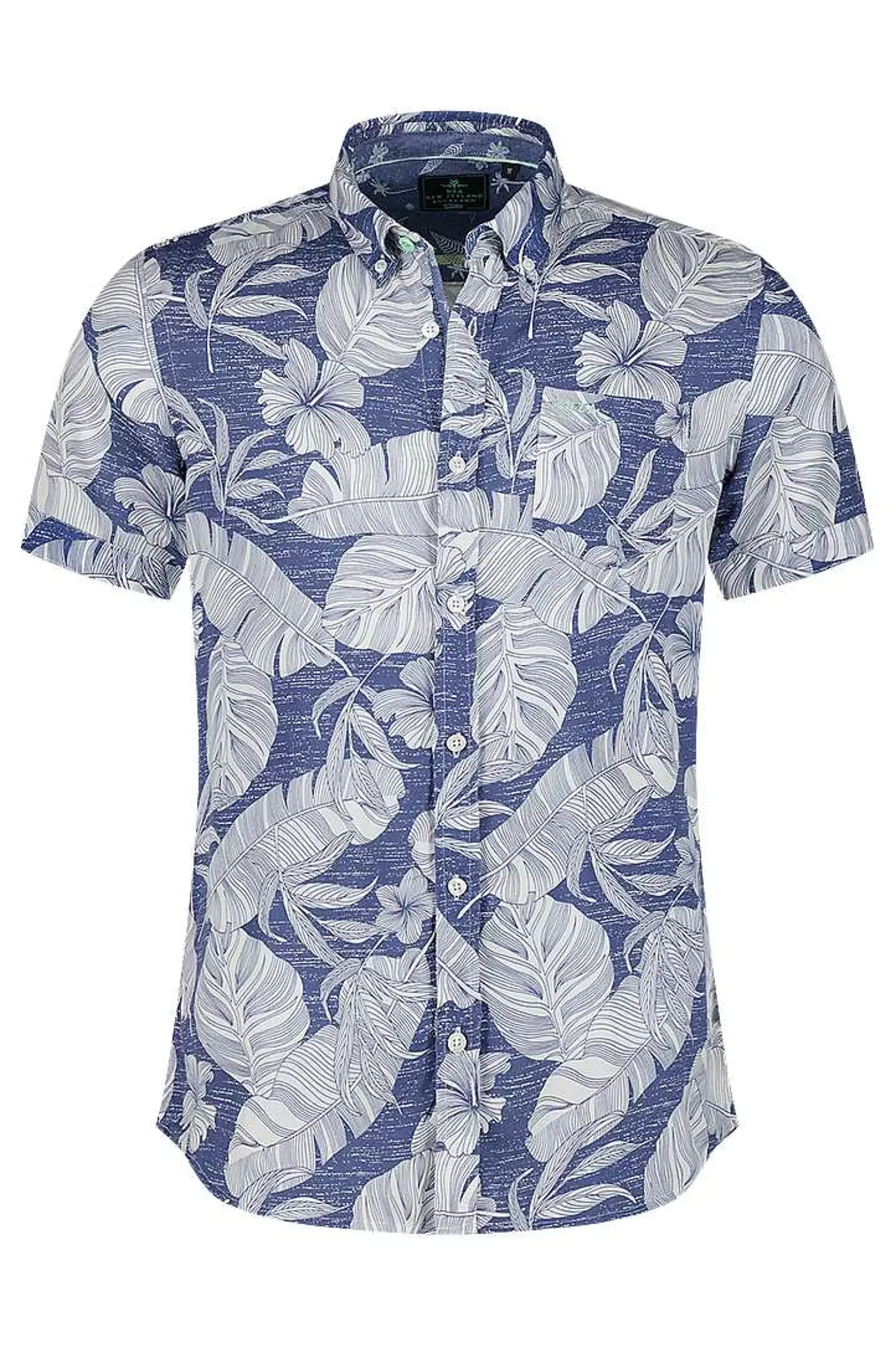 NZA New Zealand Auckland Overhemden|Overhemd Met Korte Mouw En Bloemenprint-Dusk Navy