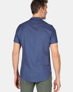 NZA New Zealand Auckland Overhemden|Overhemd Zonder Kraag Met Korte Mouw-Dusk Navy