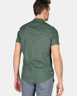 NZA New Zealand Auckland Overhemden|Overhemd Zonder Kraag Met Korte Mouw-Chalk Green
