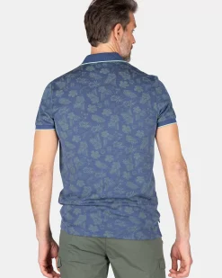 NZA New Zealand Auckland Polo-Shirts|Polo Met Bladprint-Dusk Navy