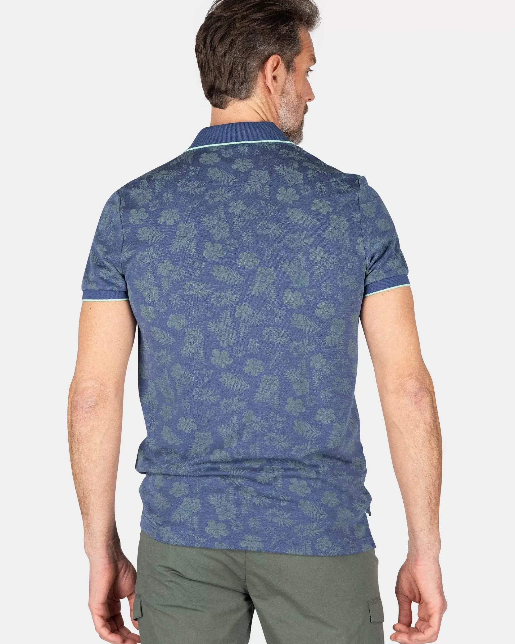 NZA New Zealand Auckland Polo-Shirts|Polo Met Bladprint-Dusk Navy