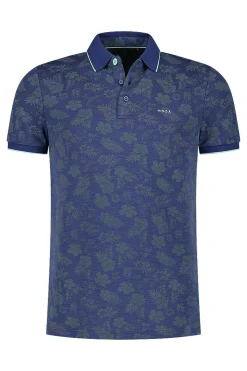 NZA New Zealand Auckland Polo-Shirts|Polo Met Bladprint-Dusk Navy