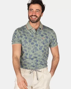 NZA New Zealand Auckland Polo-Shirts|Polo Met Bladprint-Mellow Army