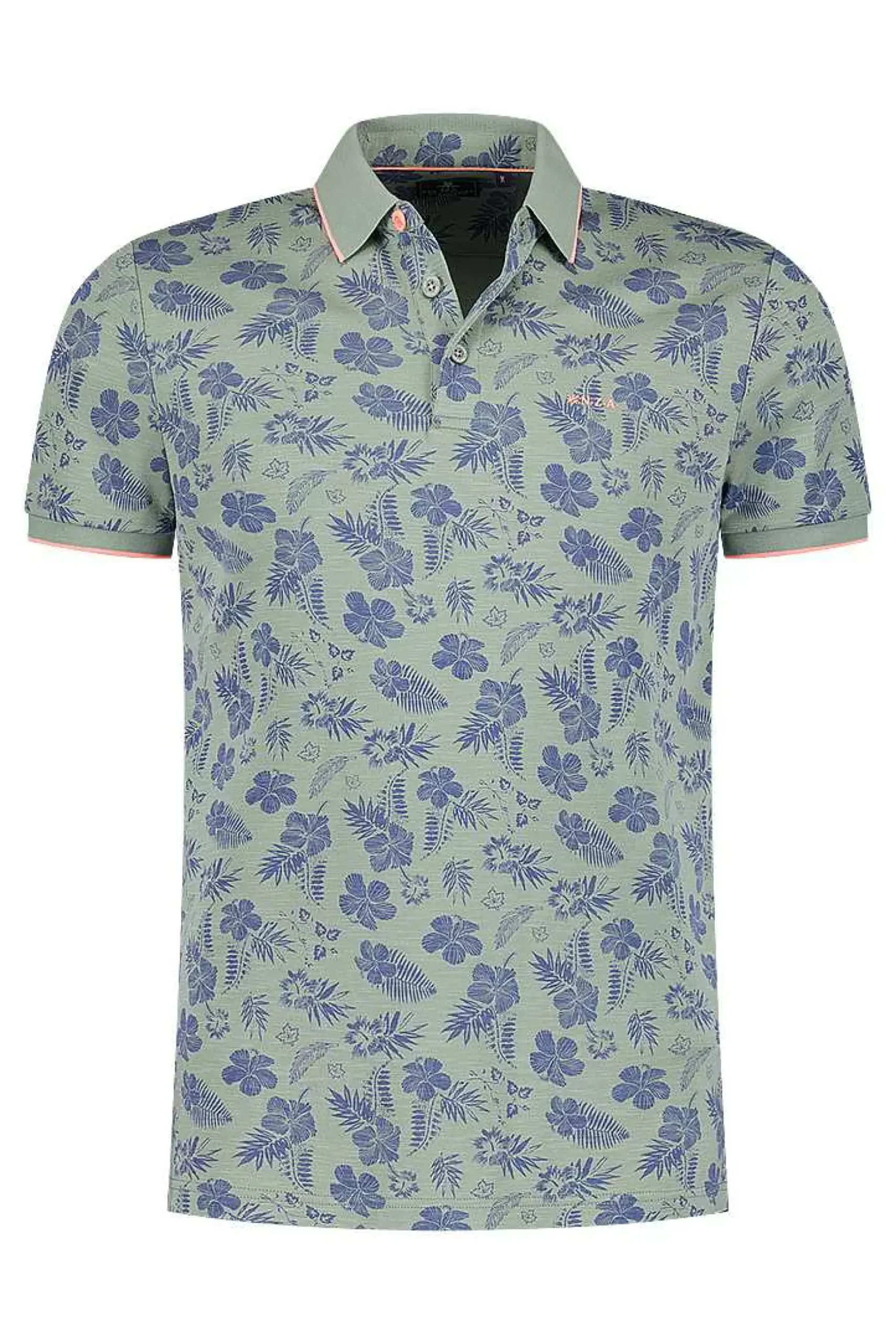 NZA New Zealand Auckland Polo-Shirts|Polo Met Bladprint-Mellow Army