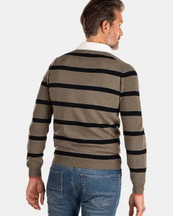 NZA New Zealand Auckland Polo-Shirts|Rugby Shirt Met Grote Strepen-Misty Army