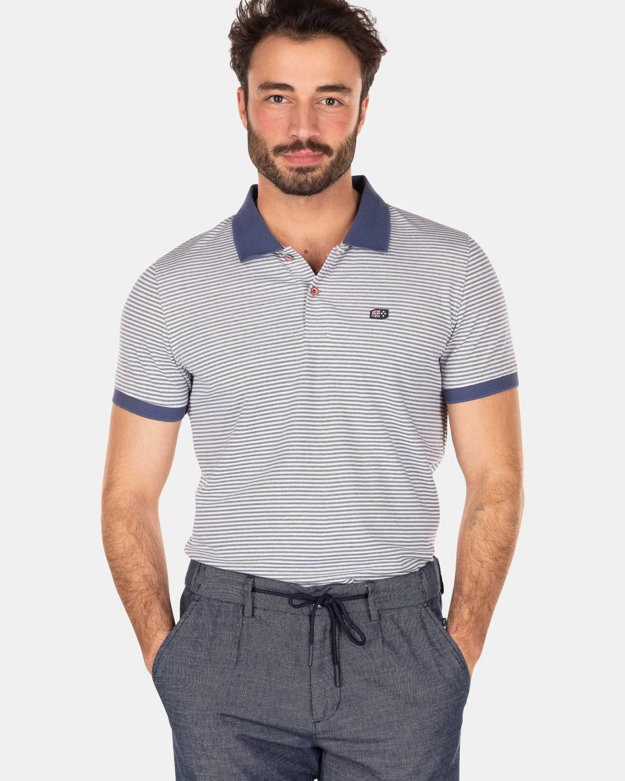 NZA New Zealand Auckland Polo-Shirts|Stretch Polo Met Korte Mouw-Dusk Navy