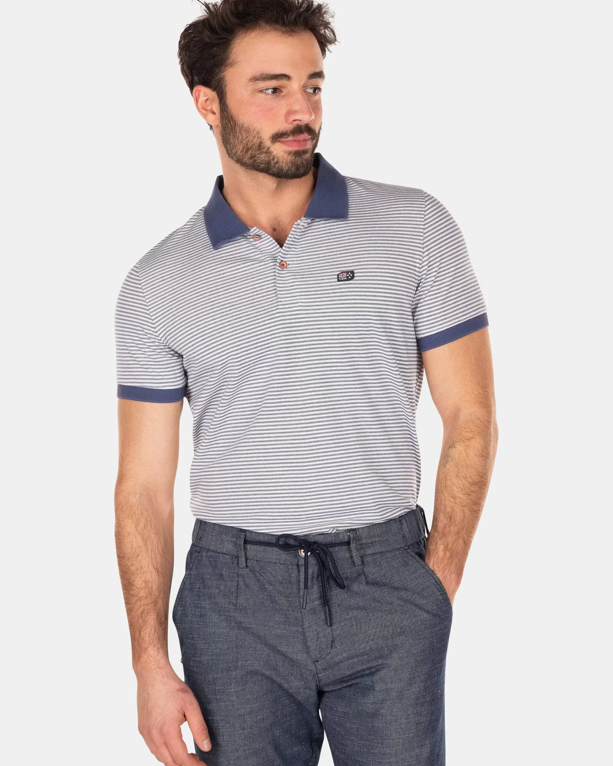NZA New Zealand Auckland Polo-Shirts|Stretch Polo Met Korte Mouw-Dusk Navy