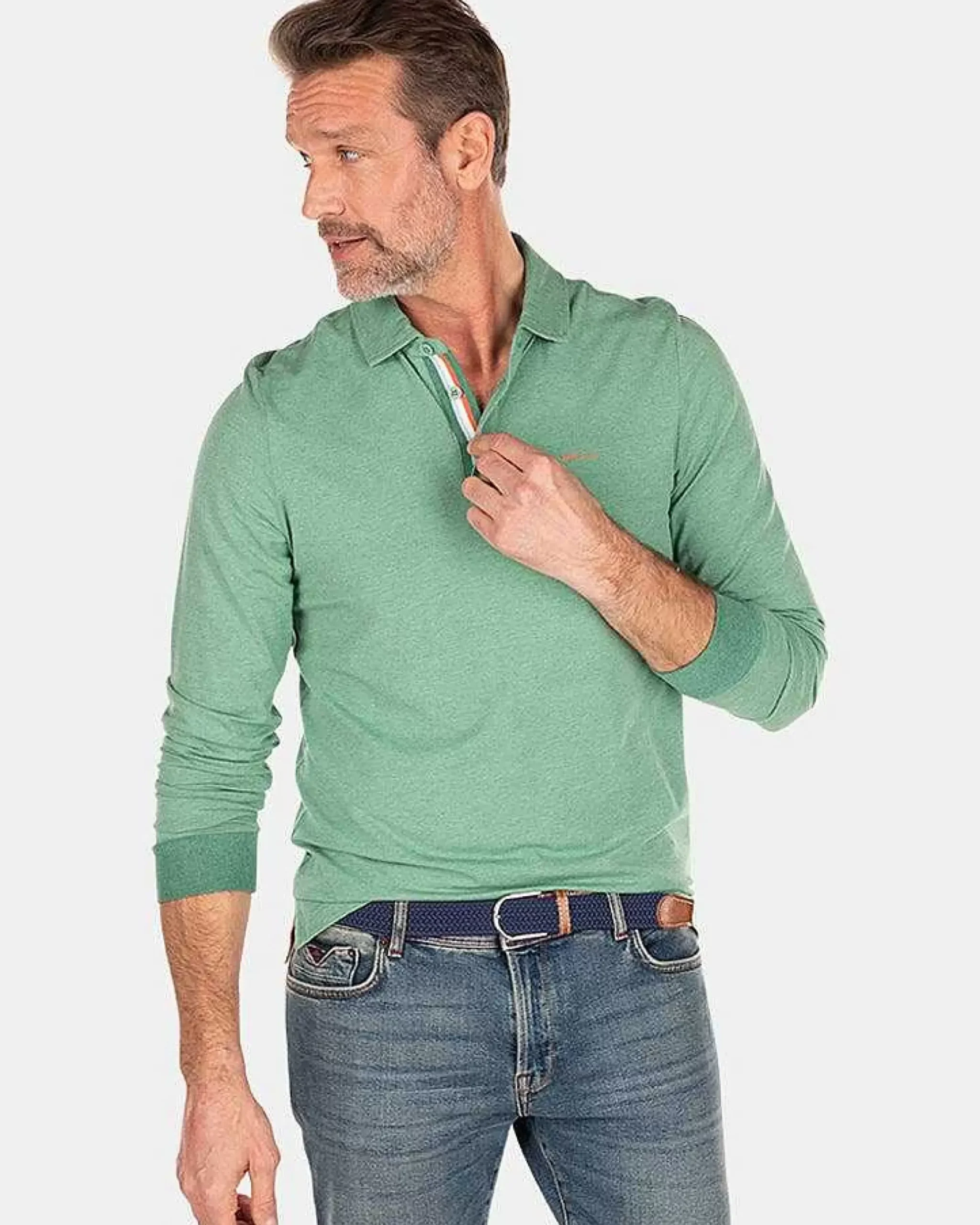 NZA New Zealand Auckland Polo-Shirts|Stretch Polo Met Lange Mouw-Amazon Green