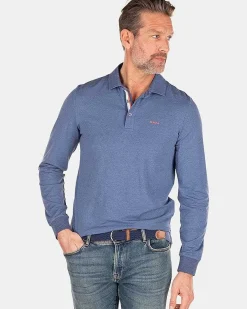 NZA New Zealand Auckland Polo-Shirts|Stretch Polo Met Lange Mouw-Dusk Navy