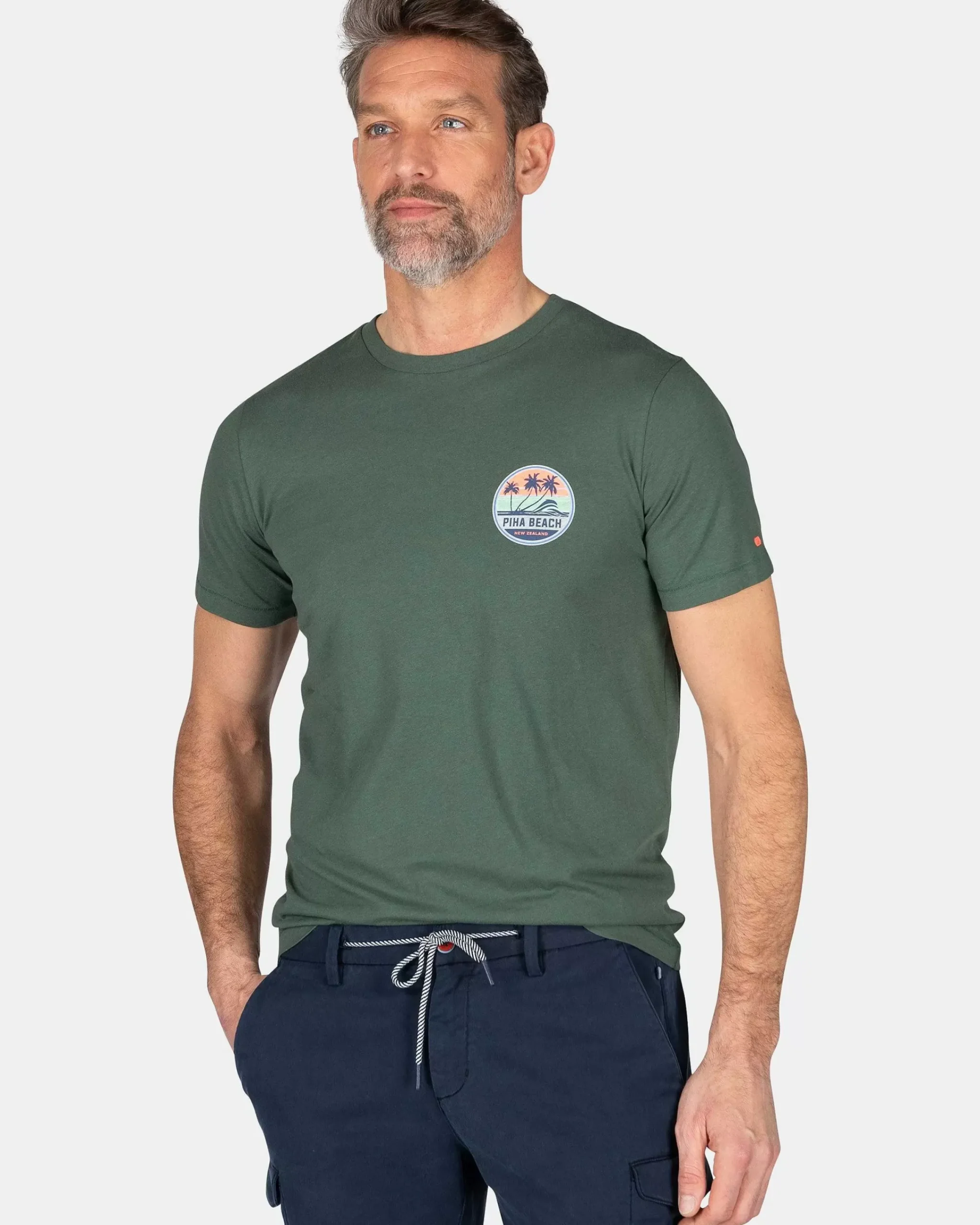 NZA New Zealand Auckland T-Shirts|T-Shirt Met Ronde Hals-Chalk Green