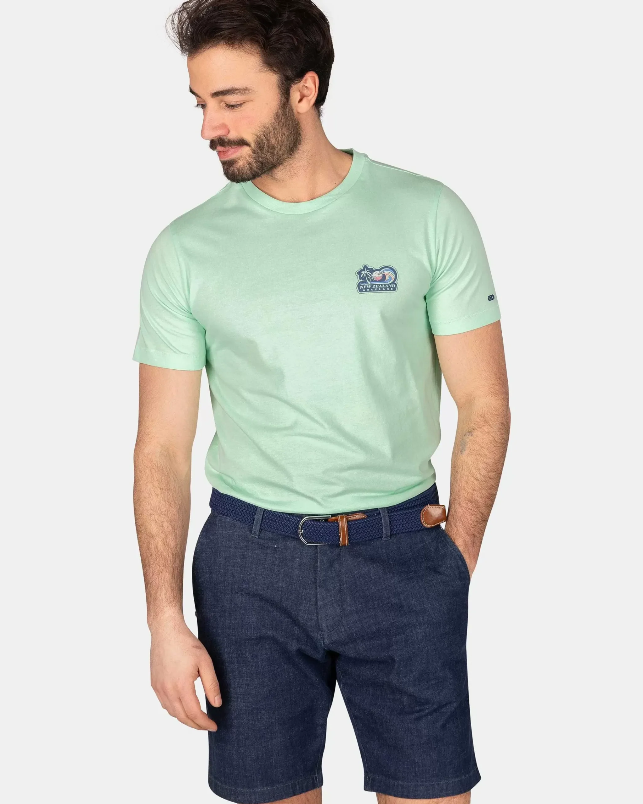 NZA New Zealand Auckland T-Shirts|T-Shirt Met Ronde Hals-Teal Green