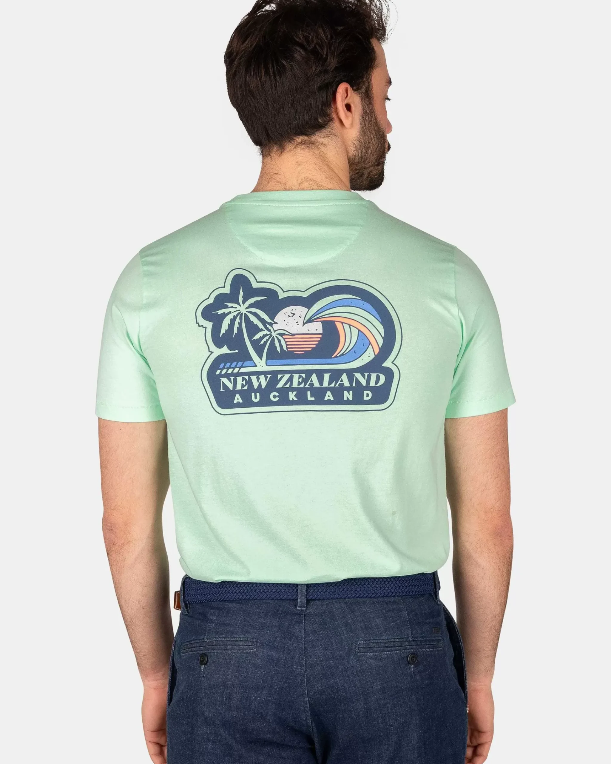 NZA New Zealand Auckland T-Shirts|T-Shirt Met Ronde Hals-Teal Green